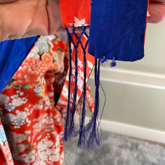 Vintage 50s Arldon Lingerie Red Floral Kimono Made in Japan OS S M L XL - Picture 5 of 8